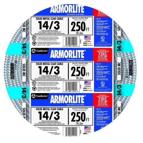 Armorlite 250-ft 14/3 aluminum mc cable electrical wire power lighting control for sale