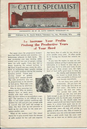 Veterinary Cattle Agriculture Farm Advice and Medicine Supply Catalog 1940.