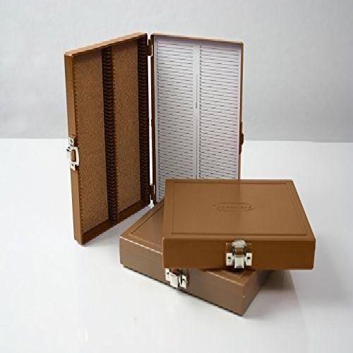 100pc microscope slide storage box, gold for sale