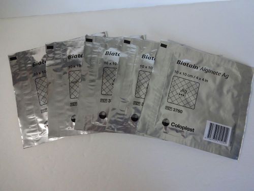 Coloplast Biatain Alginate Ag Soft Dressing with Silver 3760 4 x 4 in (5 PACK)