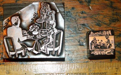 Letterpress Printing Printer Block Metal Lead Wood Type Copper Family Meal TWO!