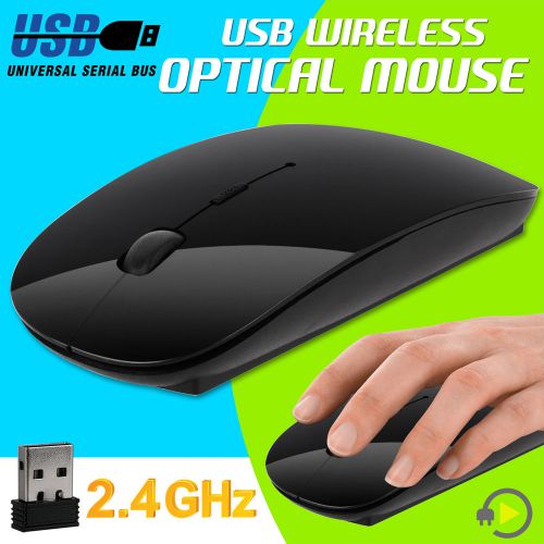 2.4 GHz Wireless Cordless Mouse USB Optical Scroll For PC Laptop Computer-Black