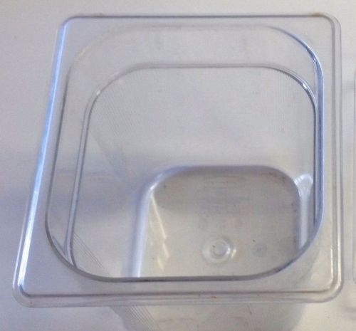 1/6 clear polycarbonite commercial 6&#034; deep food pan NSF storage container