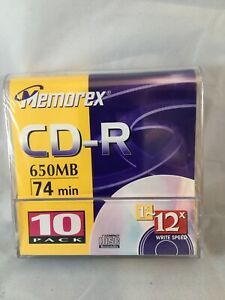 Memorex 10 Pack CD-R 650MB 74 Minute New in Sealed Jewel Cases