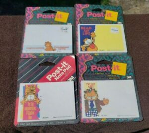 4 Vintage Collectible Garfield Post-It Note Pad 40 Sheets 1993 3M New Jim Davis