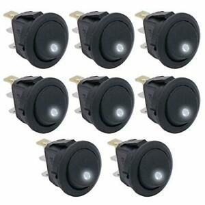 Twidec/8Pcs Round Dot Lighted Rocker Switch Toggle 20A 12V DC On/Off SPST Swi...