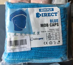 100 x Simply Direct Blue Mop Caps/Clip Caps Supplied In A Resealable Bag