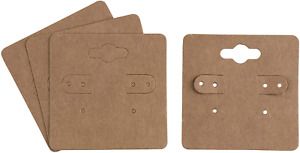 200-Pack Hanging Earring Card Holder, Kraft Paper, for Ear Studs, Brown, 2x2&#034;&#034;