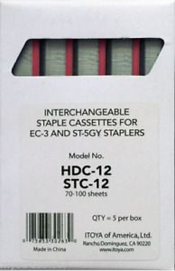 Box of 5 Itoya RED HDC-12 Interchangeable Etona Heavy-Duty Staple Cassette EC-3