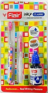 Flair Inky Classic Liquid Ink Fountain Pen Pack of 6 Blue Ink