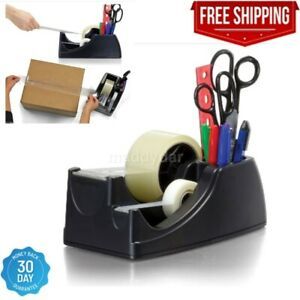 Packing Tape Dispense Heavy Duty Packing Cutting Sealing Holder Desktop Black