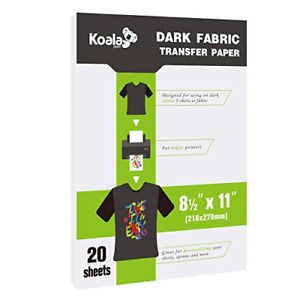 Koala 20 Sheets Dark T-shirt Transfer for Dark Color Fabric 8.5 X11 Inches with