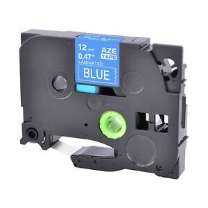 1PK Fits Brother P-Touch PT-D210 TZ-535 TZe-535 White on Blue Label Tape 0.47&#034;