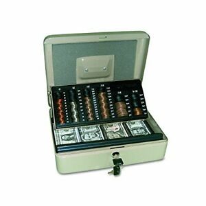 PM Company SecurIT 3 in 1 Cash Box 11.5 x 9.5 x 3.5 Inches Pebble Beige 1/Car...