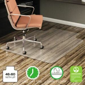 DEFLECTO EconoMat All Day Use Chair Mat for Hard Floors, Lip, 46 x 6, CLEAR