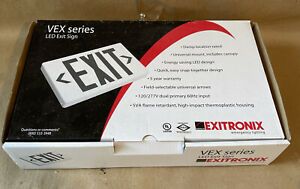 EXITRONIX LED EXIT SIGN w/ BATTERY BACKUP VEX-U-BP-WB-WH OPENED BOX!