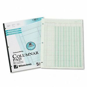 Wilson Jones G7205A Accounting Pad/Five 8-Unit Columns  8-1/2 x 11  50-Sheet Pad