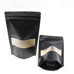 ALLINCLUSIVE 5.9x8.6 Inches Kraft Paper Resealable Bags Zip Lock Black Stand up