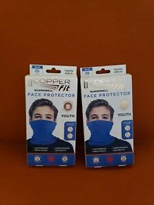2x Copper Fit Guardwell Face Protector Mask Youth Size Blue Washable New in Box