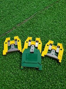 LOT of 4 Allen Bradley AB 1492-WG6 Green Yellow Terminal Blocks - FREE SHIPPING