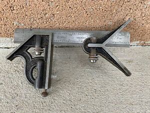 Vintage 6&#034; War-era Black Painted Lufkin Rule Square &amp; Centering Head With Scribe