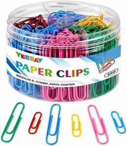 500 Paper Clips,Medium and Jumbo Assorted Sizes (1.3&#039;&#039; &amp; 2&#039;&#039;),Vinyl Coated Color