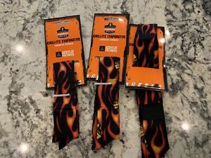 Lot of 3 NWT CHILL-ITS BY ERGODYNE Flame Resistant Cooling Bandana Flames