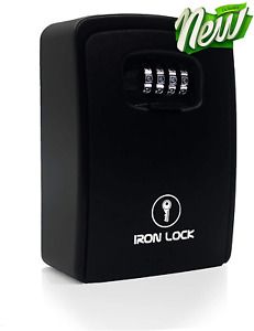 Iron Lock - XXL Key Lock Box for Keys 4 Digit Combination Extra Large Wall Mount