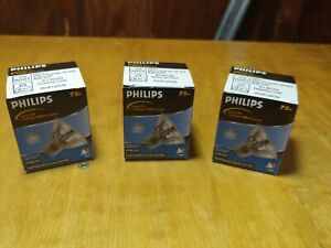 Lot of 3 Philips 814040 Long Life Halogen MR16 Bulb 75 Watts 12 Volts