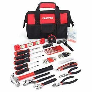 FASTPRO 215-Piece Home Repairing Tool Set with 12&#034; Wide Mouth Open Storage Bag