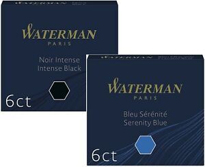 Waterman Fountain Pen Cartridges, Short International, 6 Ct Per Pack, 3 Packs