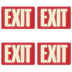 Headline Sign 4792 Glow-in-The-Dark Exit Sign, 8 Inches by 12 Inches, 4 Packs