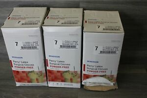 3 Boxes of 50 McKesson Perry Latex Surgical Gloves Size 7