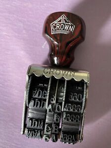 Vintage Crown Rubber Rolling Number Date Four Band Stamp 1984-1991