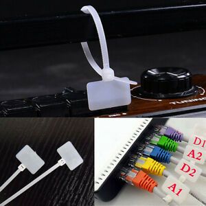 100x Nylon Self-Locking Label Tie Network Cable Marker Cord Wire Strap   %% /m