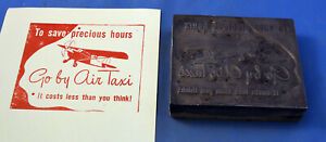 Vintage large Printer&#039;s Block &#034;Go by Air Taxi&#034;