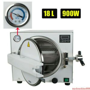 18L Dental Autoclave Steam Sterilizer Medical Sterilization Equipment 900W +Tray