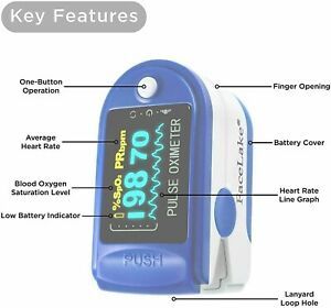 Finger Pulse Oximeter Blood Oxygen Saturation Heart Rate Measuring SpO2 Monitor