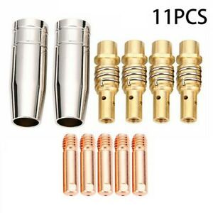 11 Pcs/kit Mig Welding Nozzle Welder Torch Nozzles Gold Tip Holder Contact Tips