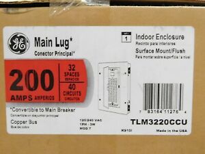NEW! GE 200 A 1-Phase 32-Spaces 40-Circuits 120/240 VAC Convertible Main Lug VN