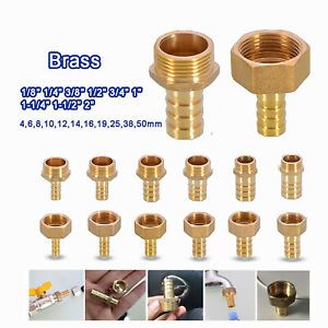 BSP Brass Male / Female Thread Fitting x Barb Hose Tail End Connector 1/8&#034; to 2&#034;