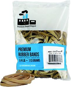 Rubber Bands, Rubber Band Depot, Size #64, Approximately 80 Rubber Bands Per Bag