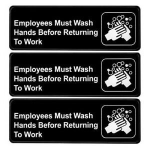ALPINE INDUSTRIES ALPSGN-B-5-15pk 9&#034;x 3&#034;Employees Must Wash Hands Before