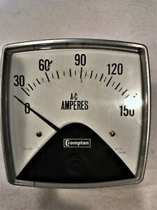 METER A-C AMPERES SCALE 0-150 TYPE 016-02 CAT AA-LSPZ 5A BY CROMPTON