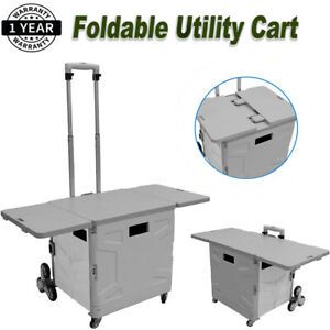 Upgrade Handcart Foldable Shopping Cart W/Ladder Wheels &amp; Telescoping Handle 55L