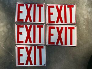 Five Vintage Aluminum Exit Signs 10”x7”
