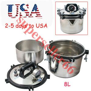 Medical Dental Equipment Stainless Steel Pressure Steam Autoclave Sterilizer 8L