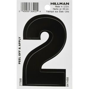Hillman 3 in.   Black Vinyl Self-Adhesive Number 2 1 pc