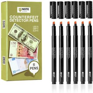 Counterfeit Money Checker &amp; Pen Marker: 6 Pack of Fake Bill Detector Pens - U...