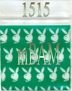 100 PACK DARK GREEN BUNNY 1515 Apple Zip Baggies 1.5X1.5&#034; Mini Bags